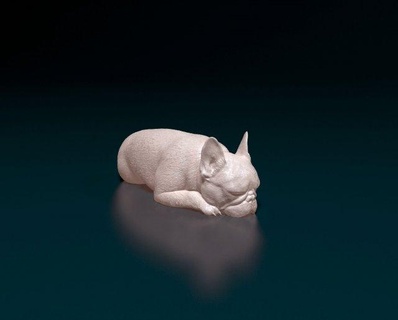Fransızca bulldog 013 figürinler köpek hayvan hayvanlar Evcil Hayvan Yazdır stl obj uyku 3d print model - Mito3D