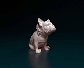 französisch bulldogge krawatte 3d drucken modell figuren 3dexport bogen tier gedruckt stl obj 3d print model - Mito3D