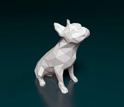 francese bulldog low poly 3d stampa modello in figurine 3dexport cane stl obj printready poligonale lowpoly 3d print model - Mito3D