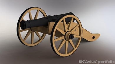 french cannon 1812 wheel artillery solidworks wargaming 18th-century 18th wheeled weapon art 3d print model - Mito3D