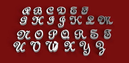 francese stile font maiuscolo minuscolo 3d lettere stl file stampa modello in 3dexport alfabeto 3dletters cartello caratteri linguaggio testo gadget decorazioni 3dprint 3dmodel 3d print model - Mito3D