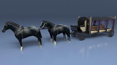 beerdigung wagen 3d modell 3dexport sarg pferd leichenwagen caisson tod tot verstorbene schwarz gold begräbnis zeremonie trainer nostalgisch jahrgang ray 3d print model - Mito3D