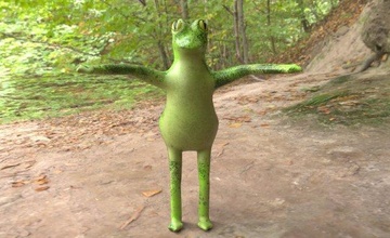 komik kurbağa hayvan yeşil sürüngen karakter karikatür gülmek 3d print model - Mito3D