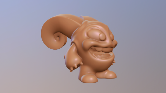 gracioso monstruo 3d impresión representación monstruos criaturas dibujos animados esculpir hermoso cuernos sonreír high quality stl 3d print model - Mito3D