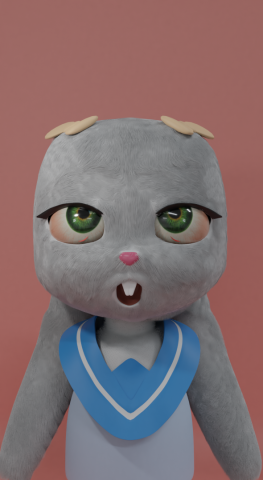 peludo conejo 3d modelo in fantasía 3dexport personaje niña animal 3D print model - Mito3D