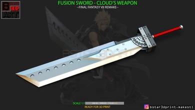 fusion sword cloud - final fantasy vii remake 3d print model in game accessories 3dexport hardedge buster cosplay toys ps4 dragonball games 3d print model - Mito3D