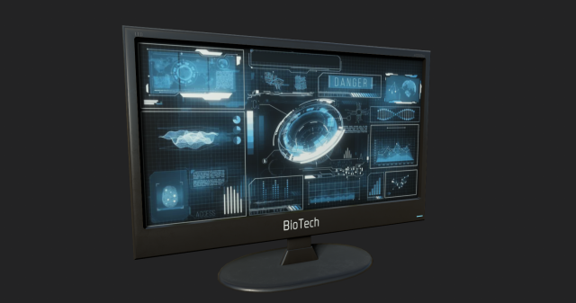 futuristisch anzeige monitor 3d modell 3dexport elektronik technologie bildschirm ausrüstung kabellos computer pc laptop sci fi zukunft led 3D print model - Mito3D
