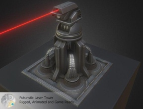 futuristic laser tower 3d model in artillery 3dexport animated animation electric energy game industrial instalation machine ready udk unity3d pbr material 3d print model - Mito3D