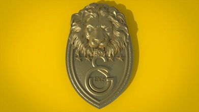 galatasaray logo 3d yazdır model in işaretler logolar 3dexport futbol spor kulüp türkiye lig top gs aslan başı logosu işaret 3d print model - Mito3D