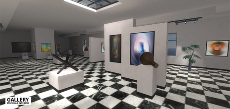 gallery - modular interior 3d model in exhibit 3dexport location vr hall flower lamp stand door picture game 3d print model - Mito3D