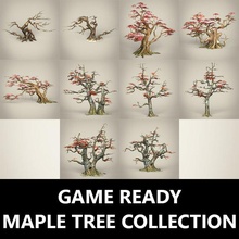 game ready maple tree collection plant oak japanese leaf autumn red leaves environment nature foliage acer gnarled oriental fantasy poly texture 3d print model - Mito3D