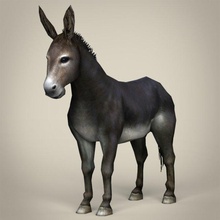 jeu prêt réaliste âne 3d modèle in 3dexport mule cheval brouette animal mammifère fantaisie cavalerie cow boy ferme poly texture matériel 3d print model - Mito3D