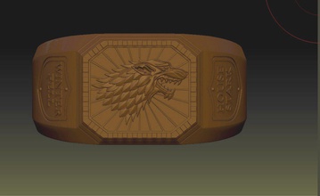 game Thrones house stark wolf-ring 3d-Druck Modell Schmuck ring signet drucken kostbar 3d print model - Mito3D