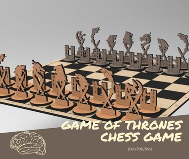 game thrones chess board svg-dxf wooden laser cut family 3d print model cncmodel lasercut gameofthrones chessboard chesspiece 3dmodel 3d print model - Mito3D