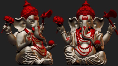 ganesh ji listo 3d impresión modelo in 3dexport joya joyería joyas ganesha ganeshji figura estatua hindú dios deidad saraswati laxmi budismo cnc 3dprintable 3dprint oro plata 3d print model - Mito3D