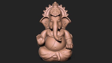 Ganesh Hintli Tanrı şımarıklık 3dprint şekil heykel geleneksel Sanat minyatürler figürinler 3d print model - Mito3D