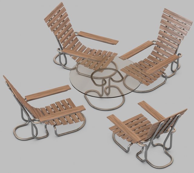 jardin salon lounge chairs chaise longue chaises longues garden accessories table 3D print model - Mito3D
