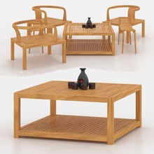giardino imposta mobika andamane mobilia tavolo sedia naturale legna decanter bicchiere metallo giapponese 3d print model - Mito3D