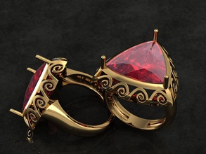 garnet trillion ring gold gem gemstone silver jewells 3d pendant earring neclacee medal 3d print model - Mito3D