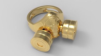 gas mask ring 3d print model in rings 3dexport gasmask radiation jewel jewerly metal respirator stalker 3d print model - Mito3D
