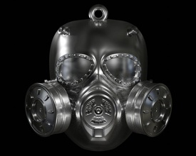 gas-Maske Technologie isoliert 3d drucken covid-19 - Schutz Stahl virus Kernenergie chrome gasmask Atemschutzmaske weiß alt 3d print model - Mito3D