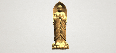 gautama buda de pé 04 interior exterior histórico arquitetura asiática chinês indiana budista religião bodhisattva shakyamuni templo decoração estátua escultura adoração miniaturas 3d print model - Mito3D