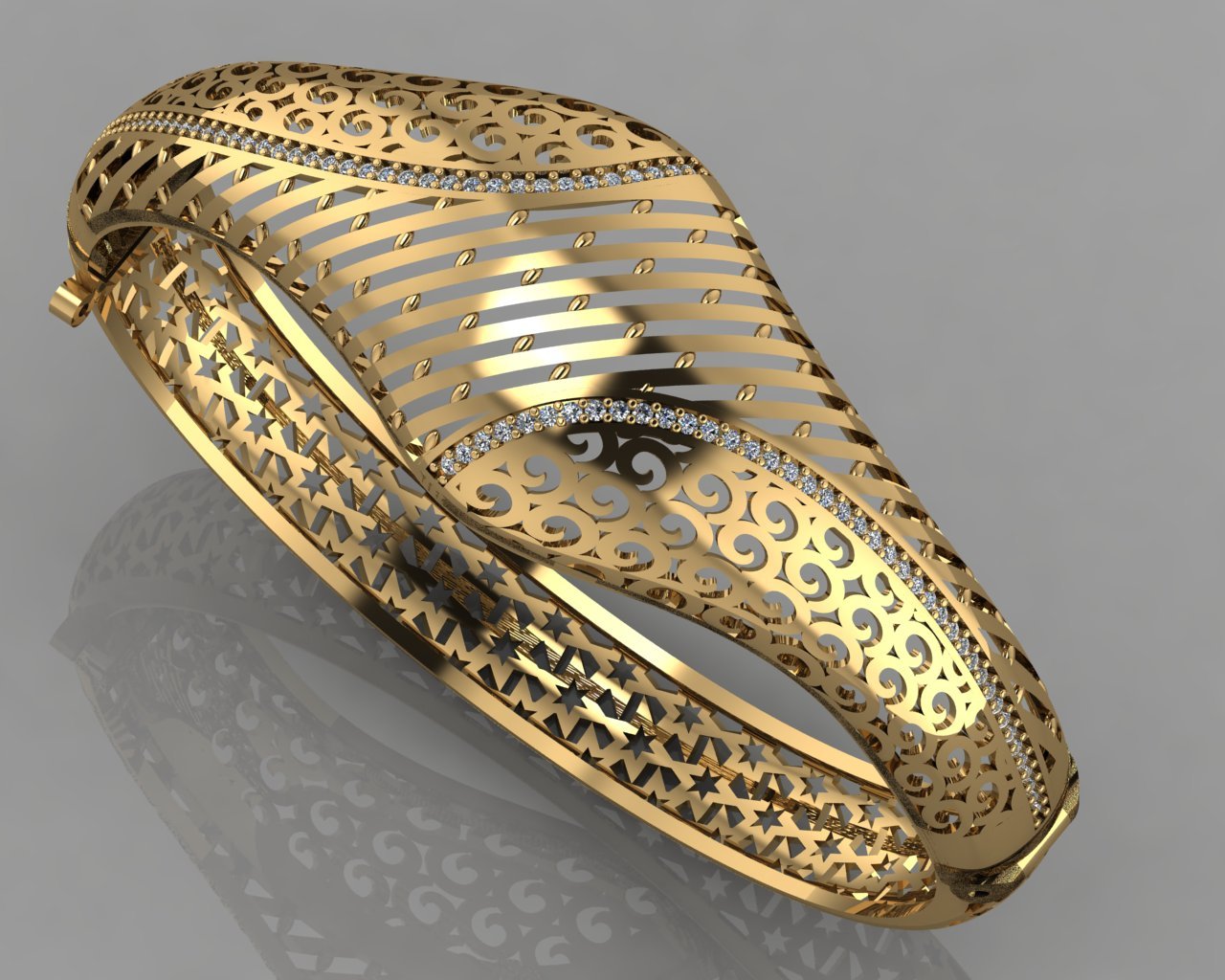 gc oro brc033 - brazalete de diamante la moda diseño plata anillo lujo elegante brillante el art collar gem pulsera colgante zafiro los collares las pulseras 3D print model - Mito3D