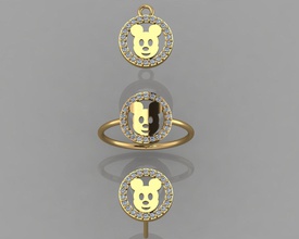 gc oro cm002 - diamante conjunto la joyería de moda diseño plata anillo lujo elegante brillante el art collar gem arete colgante los collares niños niño bebé 3d print model - Mito3D