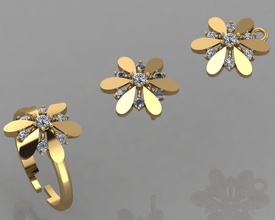 gc oro cm010-diamante incastonato gemme gioielli moda il design argento anello di lusso elegante lucente diamante art la collana gemma braccialetto orecchino ciondolo zaffiro 3d print model - Mito3D
