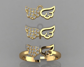 gc or cm011-ensemble de diamants les pierres précieuses bijoux la mode conception d'argent l'anneau luxe élégant shining le diamant art collier gem bracelet boucle d'oreille pendentif saphir 3d print model - Mito3D