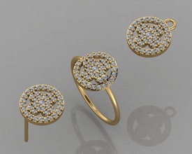 gc ouro cm017-diamond conjunto gemas jóias a moda o design de prata anel luxo elegante brilhando diamante arte colar gem pulseira brinco pingente safira 3d print model - Mito3D