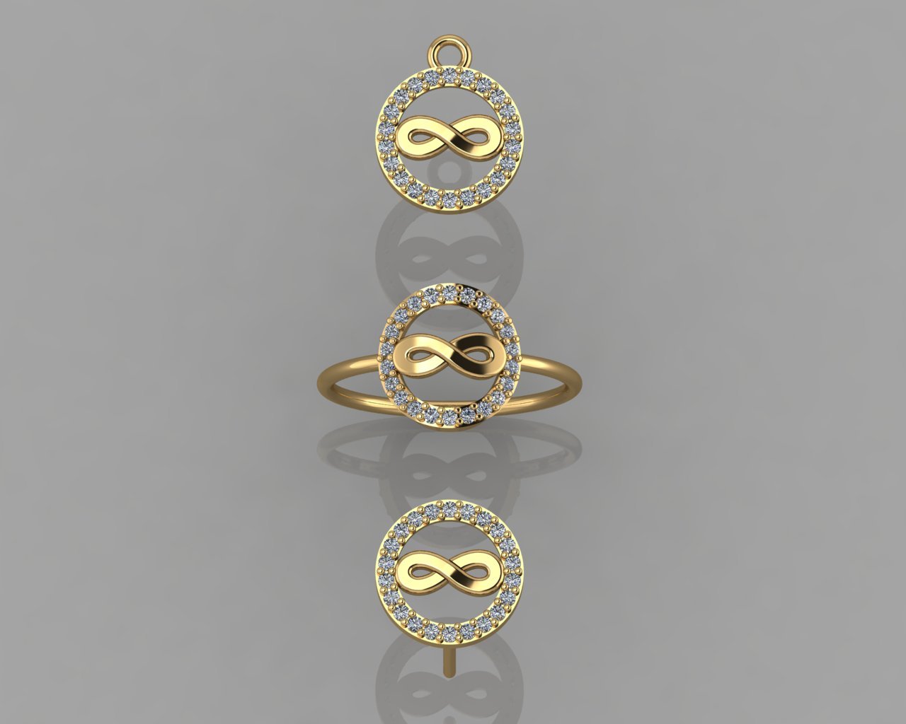 gc gold cm022-diamond set jewelry fashion design silver ring luxury elegant shining diamond art necklace gem earring pendant necklaces children child baby 3D print model - Mito3D