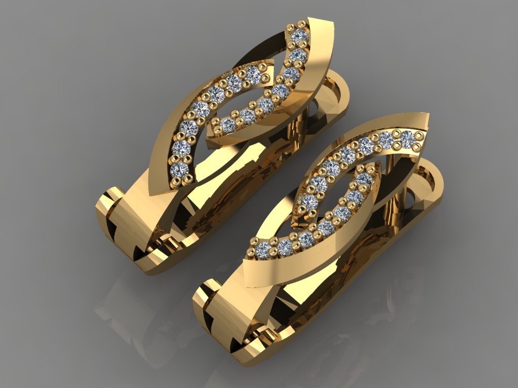 gc or e0034 - boucle d'oreille en diamant bijoux de la mode conception d'argent l'anneau luxe élégant shining le art collier gem pendentif saphir des colliers boucles d'oreilles brillant 3D print model - Mito3D
