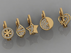 gc altın e0037 - elmas küpe takı moda tasarım Gümüş yüzük lüks zarif parlayan sanat kolye gem Safir 3d print model - Mito3D