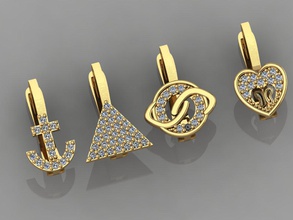 gc oro e0039 - los aretes de diamantes la joyería moda diseño plata anillo lujo elegante brillante el diamante art collar gem colgante zafiro collares 3d print model - Mito3D