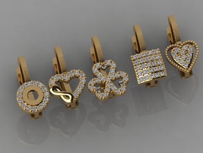 gc gold e0041-diamond earring jewelry fashion design silver ring luxury elegant shining diamond art necklace gem pendant sapphire necklaces earrings 3d print model - Mito3D