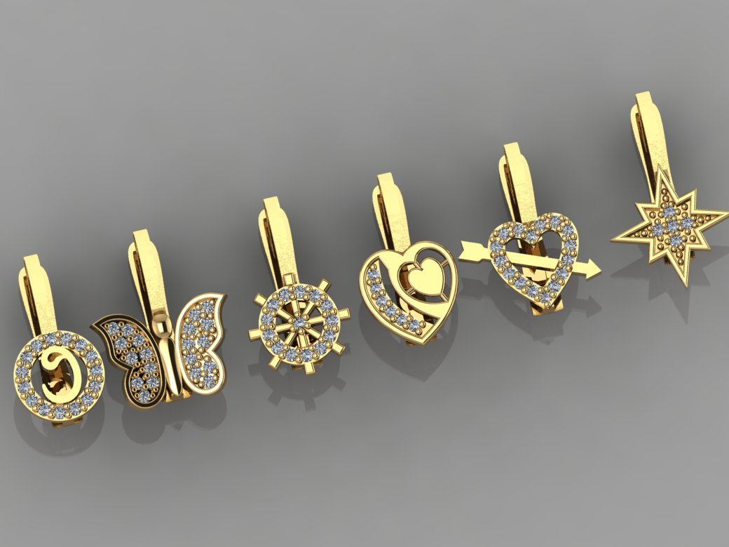 gc oro e0042 diamond orecchino 3d stampa modello in orecchini 3dexport gioielleria moda design argento squillare lusso elegante splendente diamante arte collana gemma pendente zaffiro collane 3D print model - Mito3D