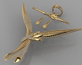 gc oro s001 - diamante conjunto la joyería de moda diseño plata anillo lujo elegante brillante el art collar gem pulsera arete colgante zafiro 3d print model - Mito3D