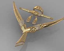 gc oro s002 - diamante conjunto la joyería de moda diseño plata anillo lujo elegante brillante el art collar gem pulsera arete colgante zafiro 3d print model - Mito3D