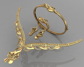 gc gold-s005 - Diamant-set Schmuck Mode gold design Silber ring Luxus elegant scheint diamond Kunst Halskette gem Armband Ohrring Anhänger Saphir 3d print model - Mito3D