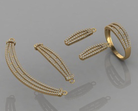 gc oro ss001 - diamante conjunto pequeño la joyería de moda diseño plata anillo lujo elegante brillante el art collar gem pulsera arete colgante zafiro necklacesjewelry 3d print model - Mito3D