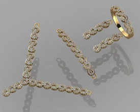 gc oro ss002 - diamante conjunto pequeño la joyería de moda diseño plata anillo lujo elegante brillante el art collar gem pulsera arete colgante zafiro 3d print model - Mito3D