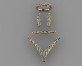 gc oro ss003 - diamante piccolo set gioielli moda il design argento anello di lusso elegante lucente art la collana gemma braccialetto orecchino ciondolo zaffiro 3d print model - Mito3D