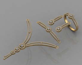gc oro ss004 - diamante conjunto pequeño la joyería de moda diseño plata anillo lujo elegante brillante el art collar gem pulsera arete colgante zafiro 3d print model - Mito3D