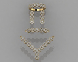 gc oro ss005 - diamante conjunto pequeño la joyería de moda diseño plata anillo lujo elegante brillante el art collar gem pulsera arete colgante zafiro 3d print model - Mito3D