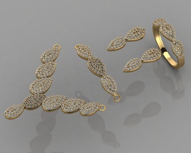 gc oro ss006 - diamante conjunto pequeño anillo de lujo la joyería moda diseño plata elegante brillante el art collar gem pulsera arete colgante zafiro 3d print model - Mito3D
