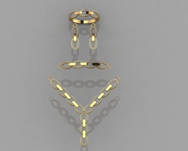gc oro ss007 - diamante piccolo set anello di lusso gioielli moda il design argento elegante lucente art la collana gemma braccialetto orecchino ciondolo zaffiro 3d print model - Mito3D