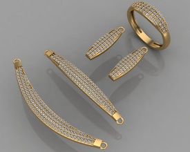 gc oro ss010 - diamante conjunto pequeño la joyería de moda diseño plata anillo lujo elegante brillante el art collar gem pulsera arete colgante zafiro 3d print model - Mito3D