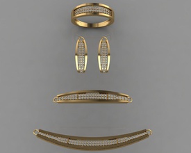 gc oro ss012 - diamante conjunto pequeño la joyería de moda diseño plata anillo lujo elegante brillante el art collar gem pulsera arete colgante zafiro 3d print model - Mito3D