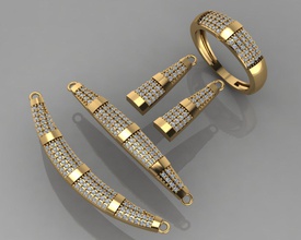 gc oro ss013 - diamante conjunto pequeño la joyería de moda diseño plata anillo lujo elegante brillante el art collar gem pulsera arete colgante zafiro 3d print model - Mito3D